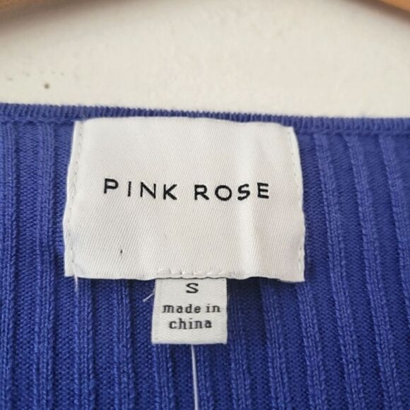 Pink Rose Galaxy Blue Wrap Front Ribbed Sweater S NWT - Picture 2 of 7